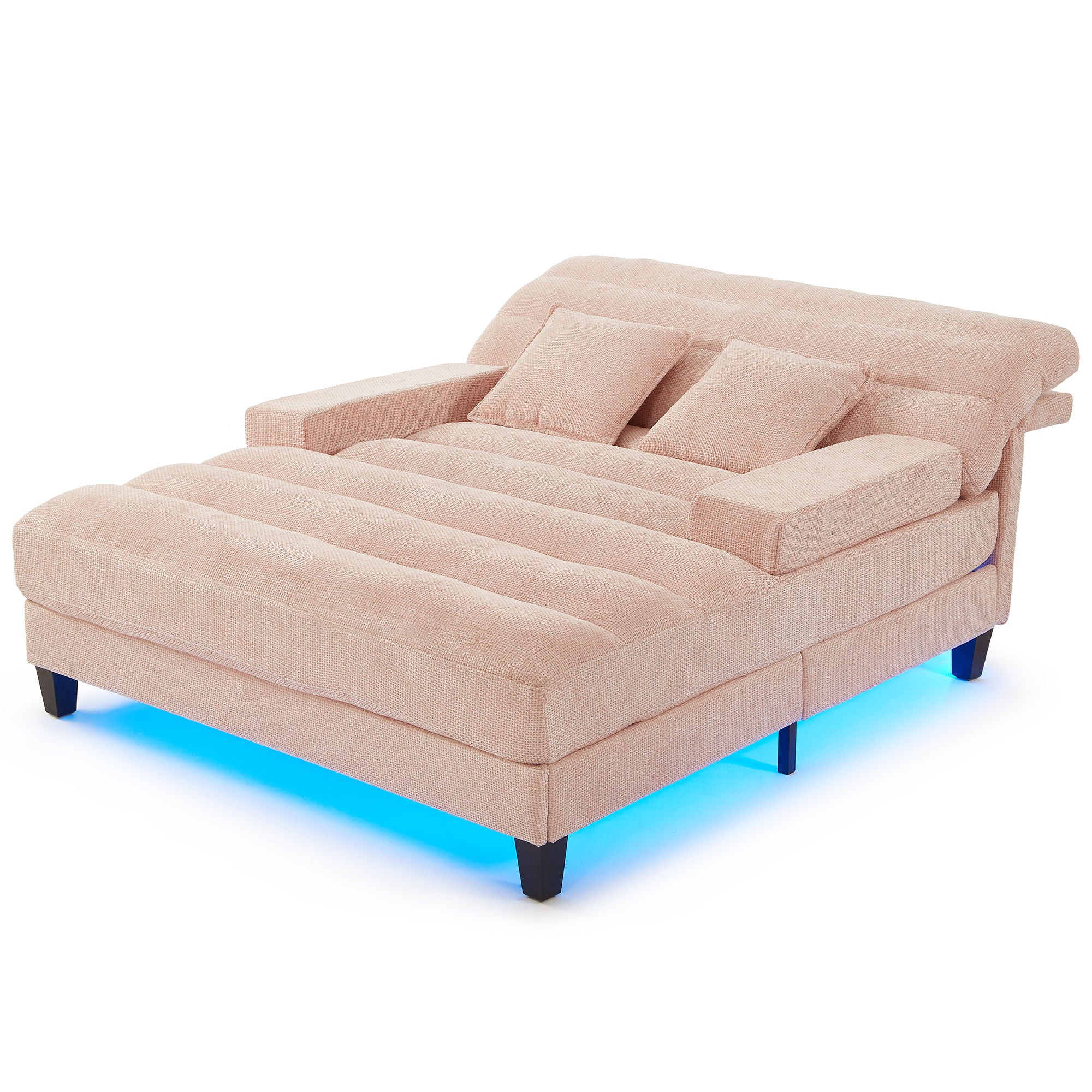 Chaise Bed Lounge Sofa Chair With Adjustable Backrest And LED Light Strip