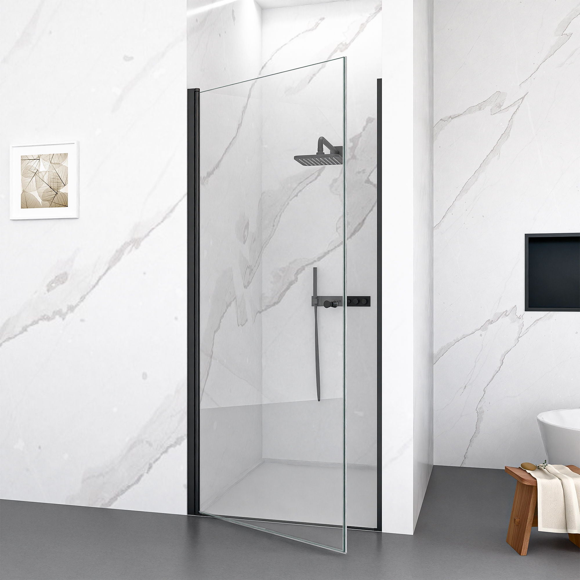 Semi Frameless Circular Pivot Shower Door With 1 / 4" Sgcc Tempered Glass