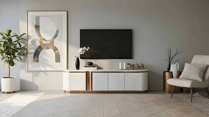 Valente TV Console (Cream White)