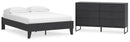 Socalle Panel Bedroom Set Platform Bed with Dresser, Chest and Nightstand Grey