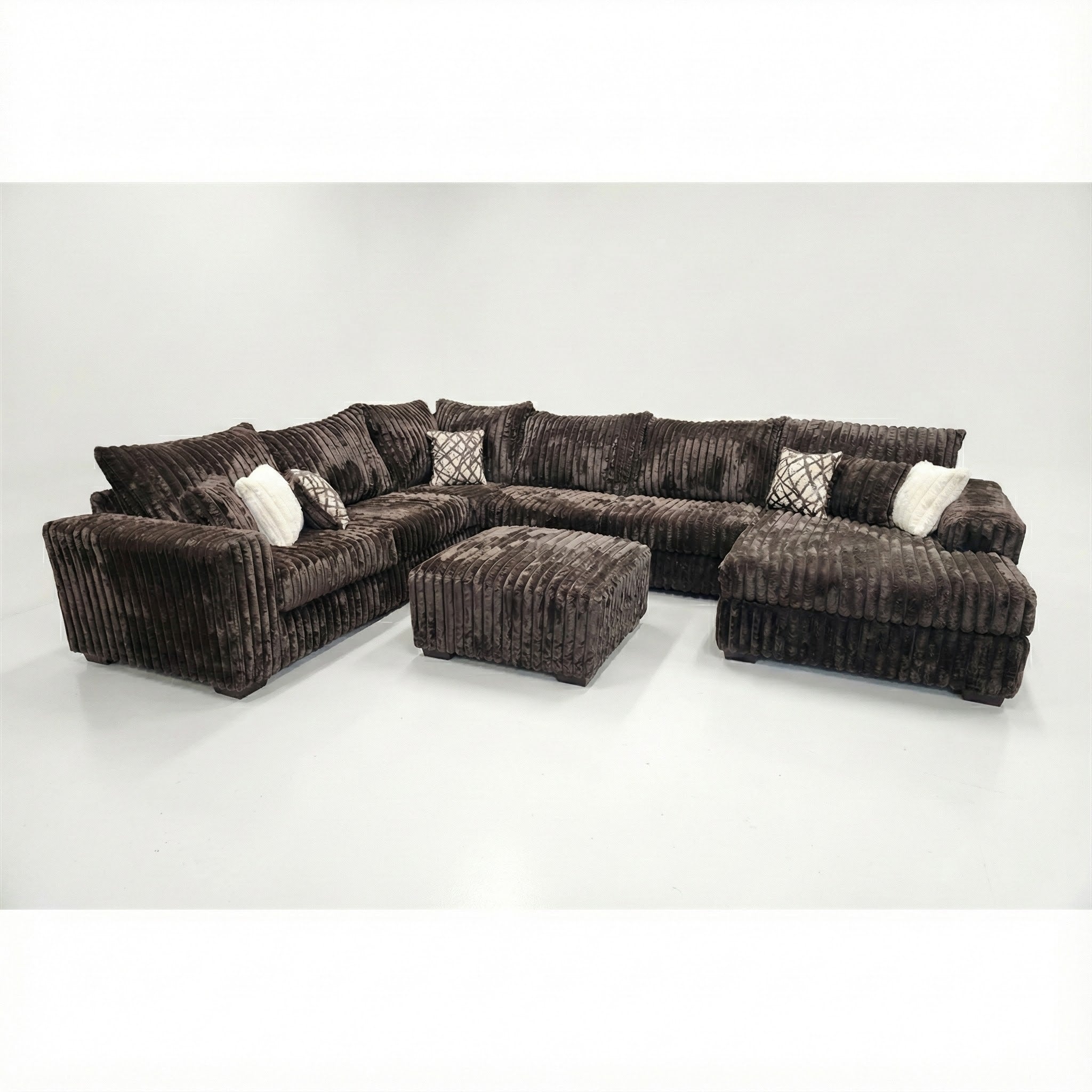 Mr. Fluffy Navy Brown Oversized Sectional