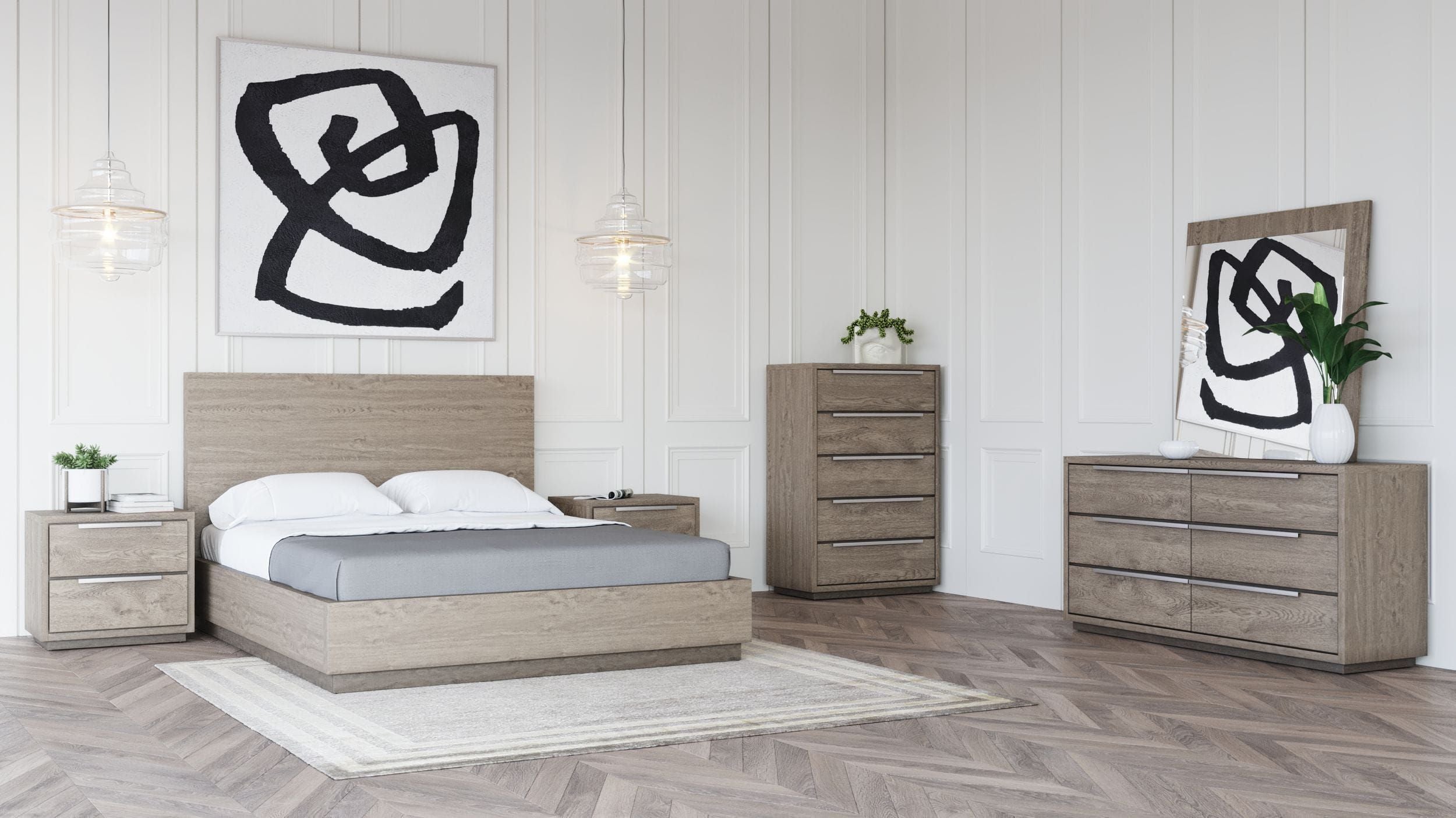 Modrest Samson - Contemporary Grey & Silver Bedroom Set