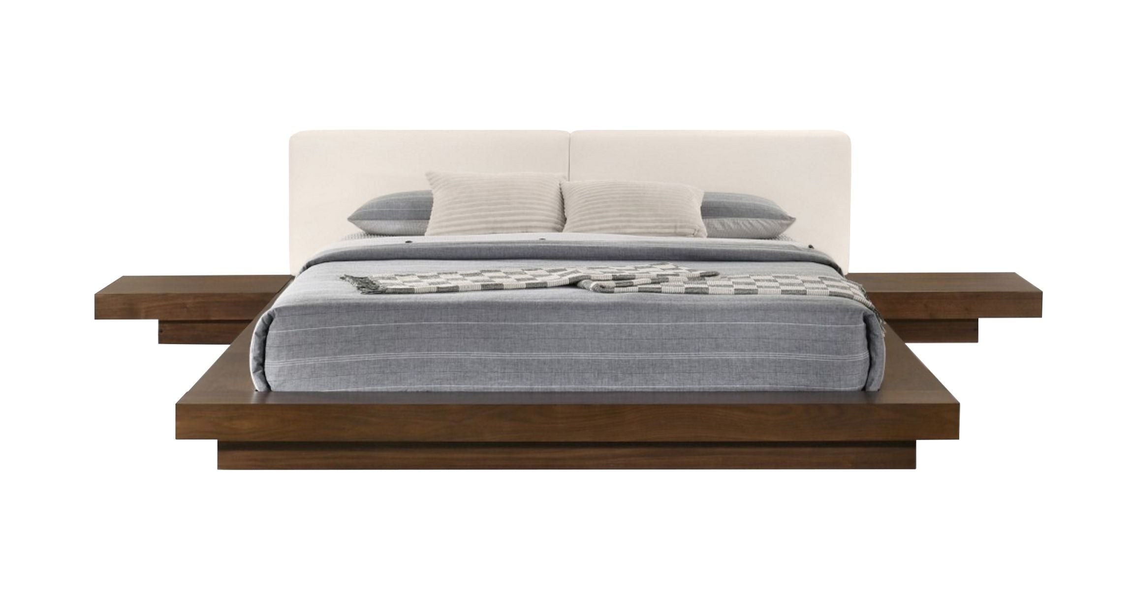 Modrest Tokyo - Contemporary Walnut and White Platform Bed