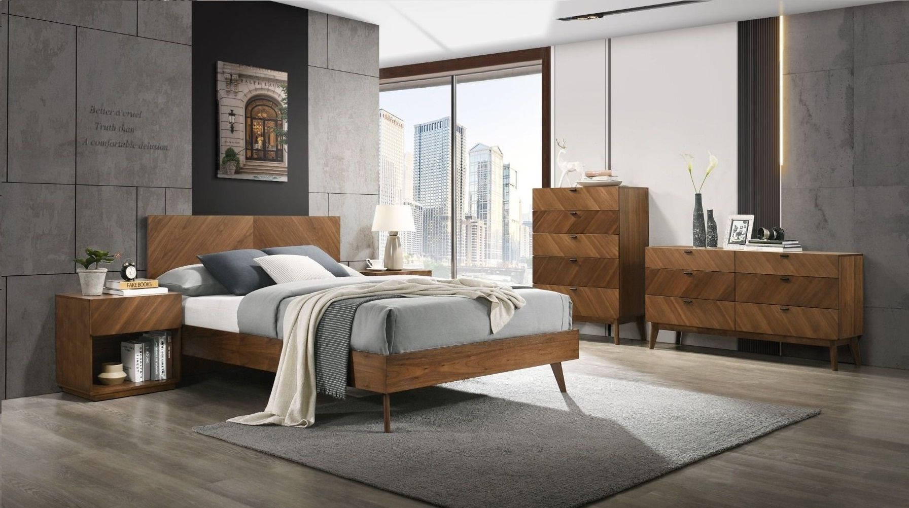 Nova Domus Kamela -Modern Walnut Bedroom Set