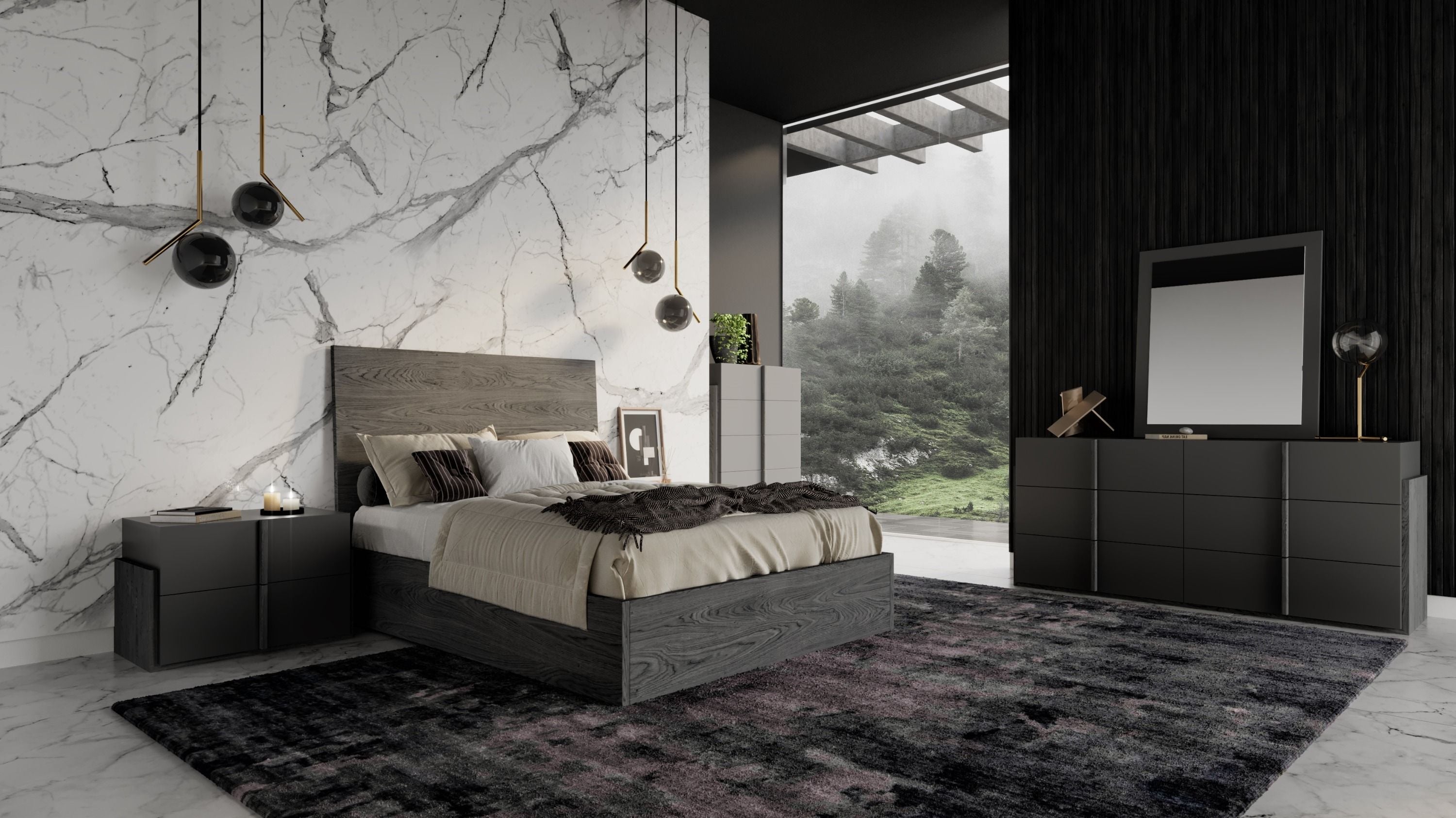 Nova Domus Lucia - Italian Modern Matte Grey / Elm Grey Bedroom Set