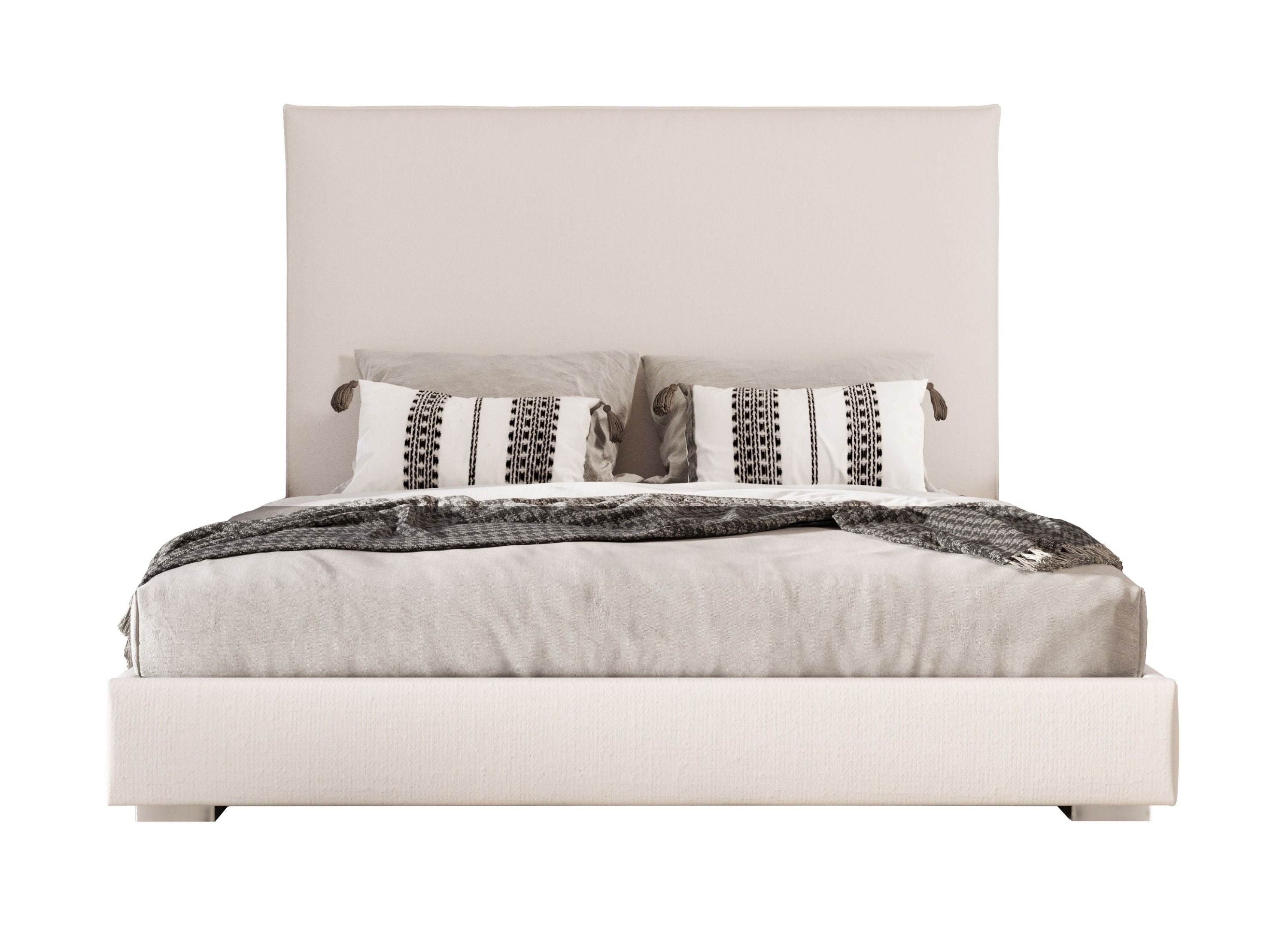 Nova Domus Sogno - Italian Modern Beige Fabric High Headboard Bed
