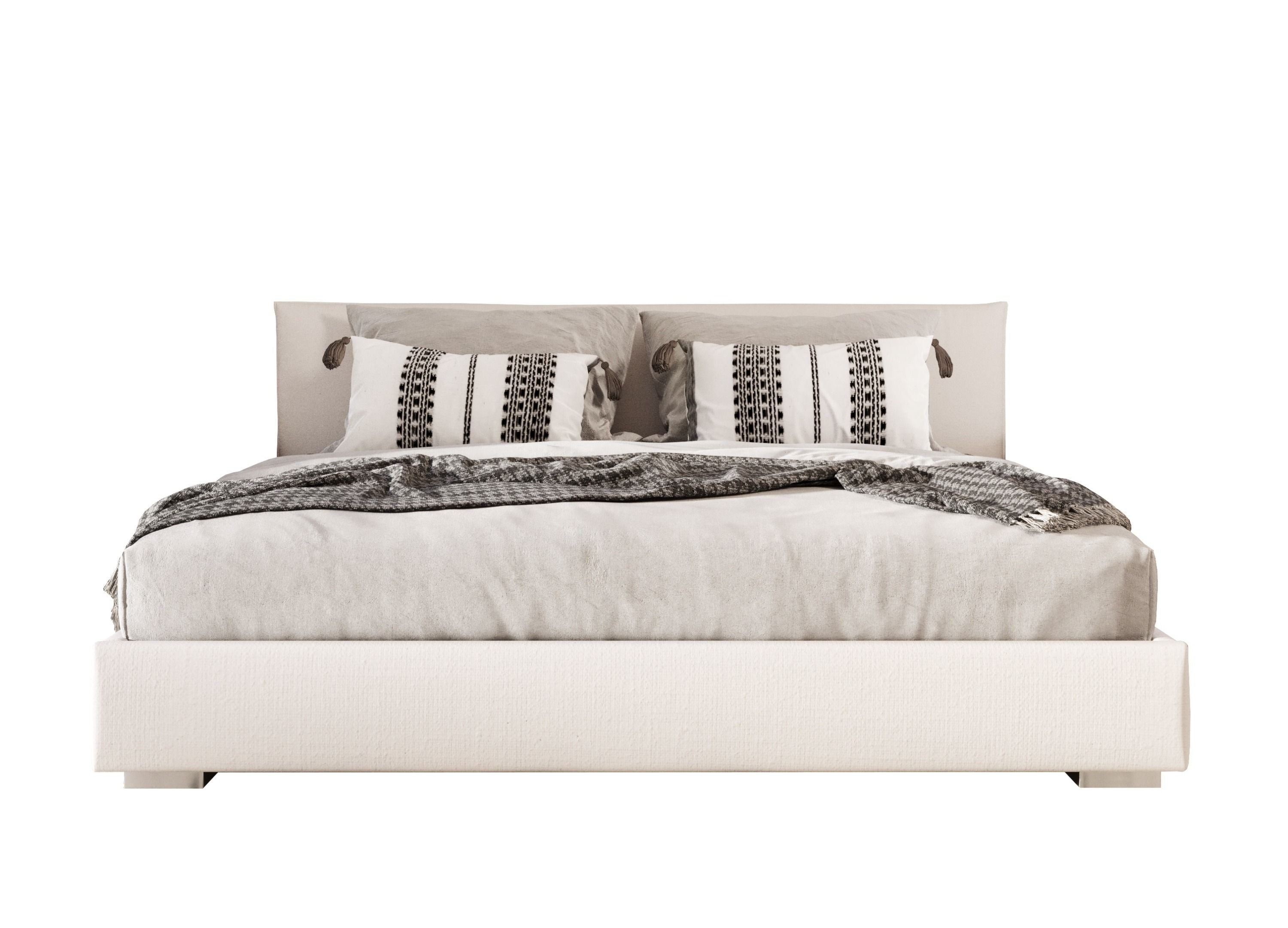 Nova Domus Sogno - Italian Modern Beige Fabric Low Headboard Bed