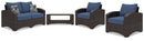 Windglow Outdoor Loveseat and 2 Chairs with Coffee Table