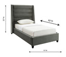 Koah Grey Velvet Bed in Twin