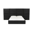 Eliana Black Velvet Queen Bed with Wings