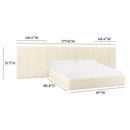 Palani Cream Velvet King Bed with Wings