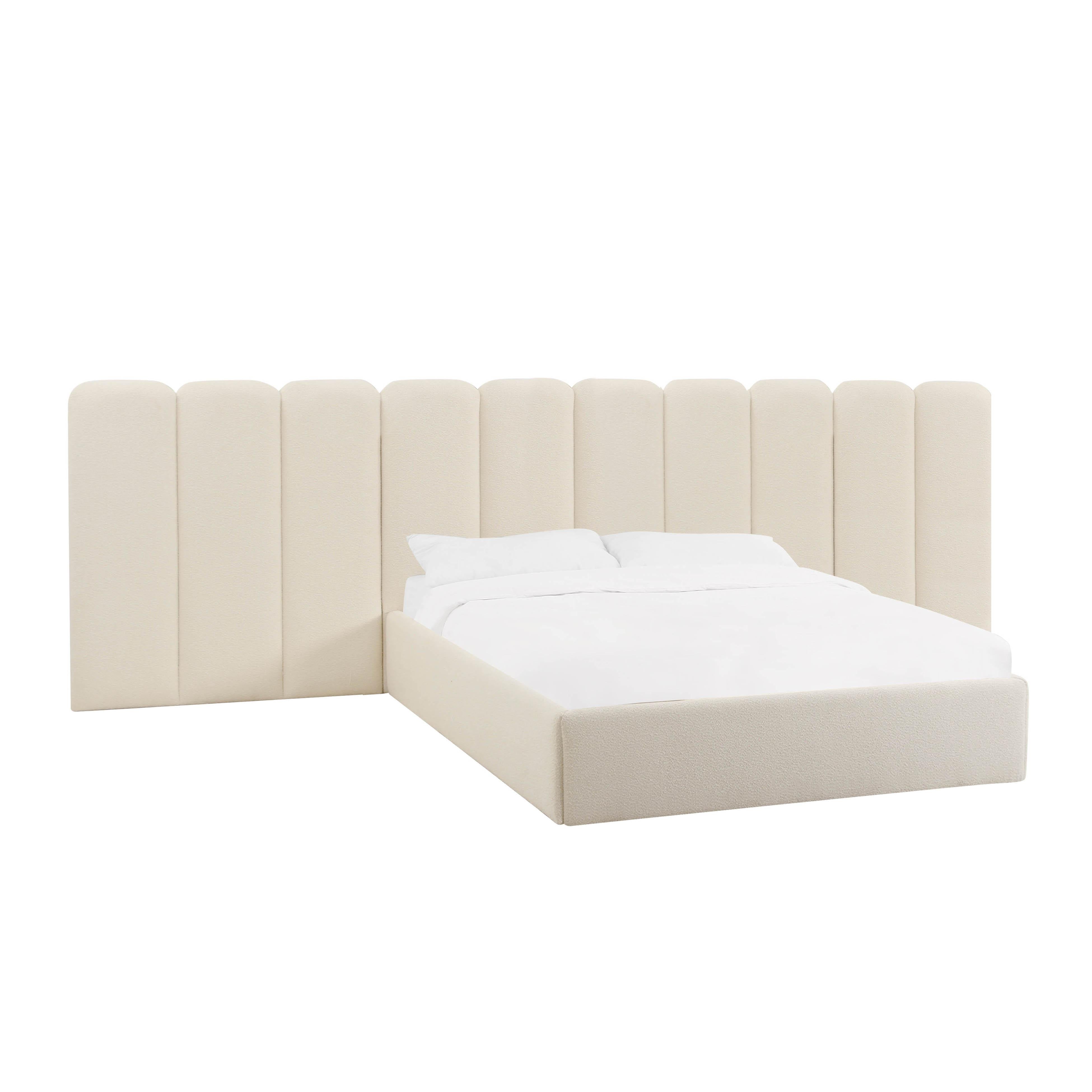 Palani Cream Boucle King Bed with Wings