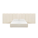 Palani Cream Boucle Queen Bed with Wings
