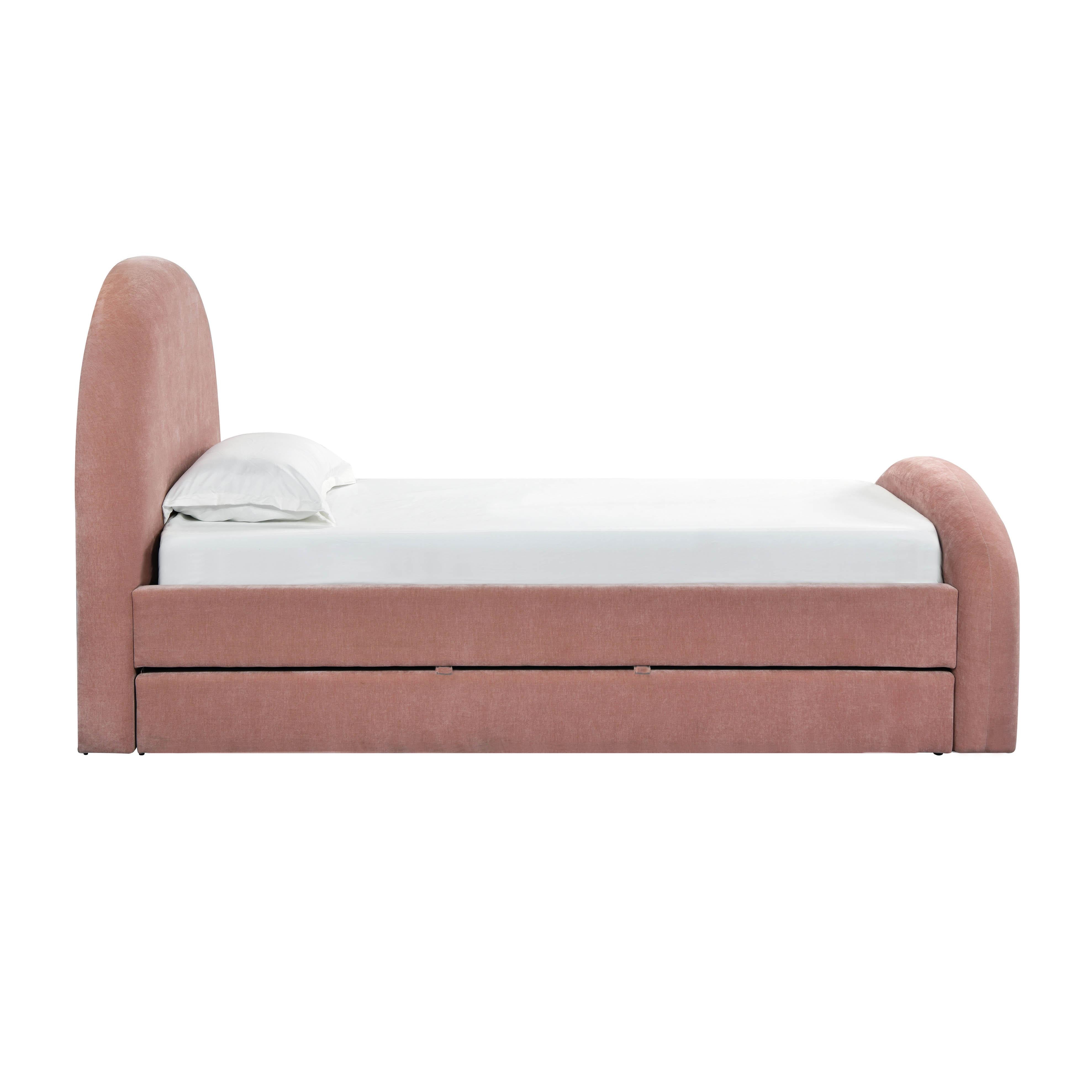 Moon Rose Upcycled Chenille Twin Trundle Bed