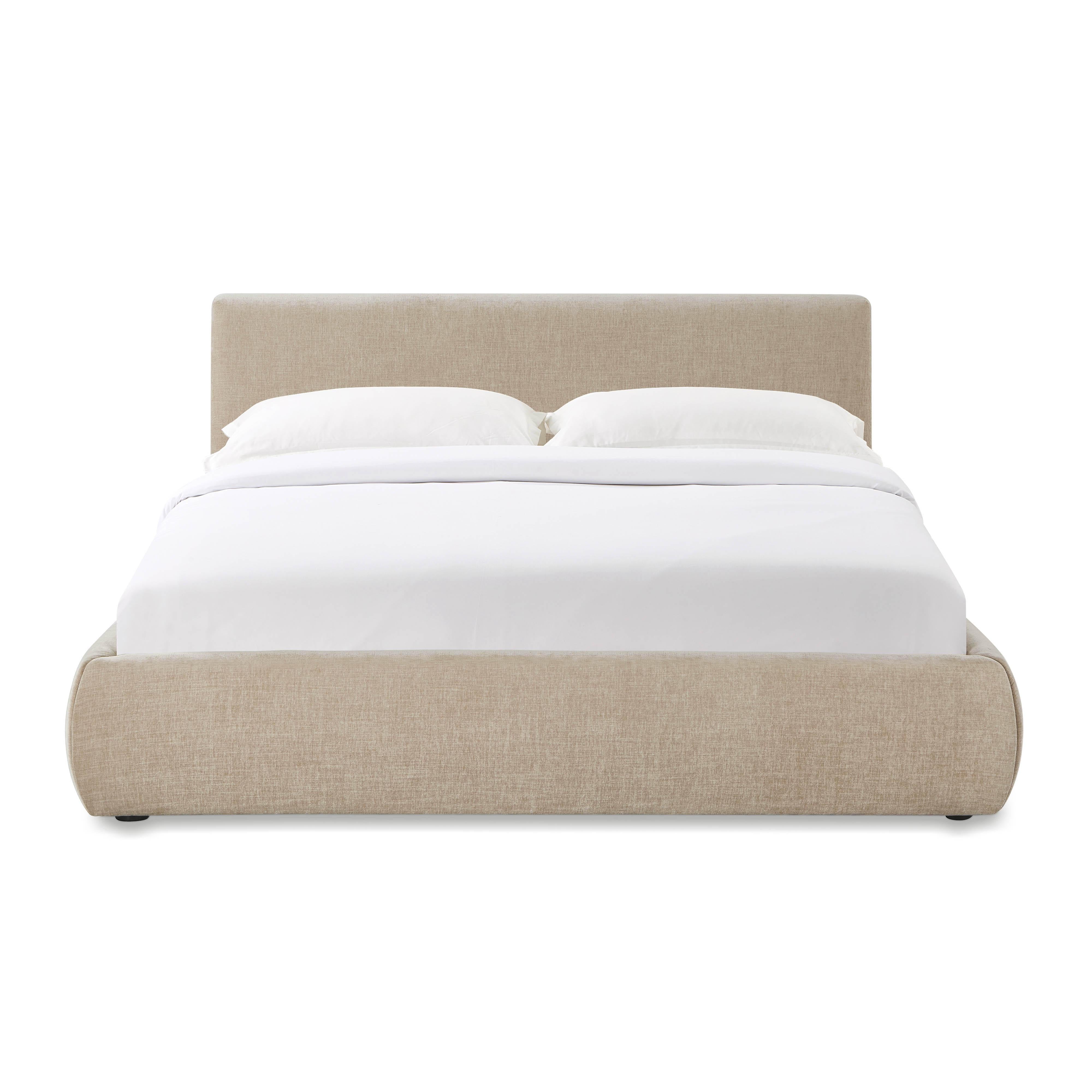 Isla Taupe Textured Velvet Queen Bed
