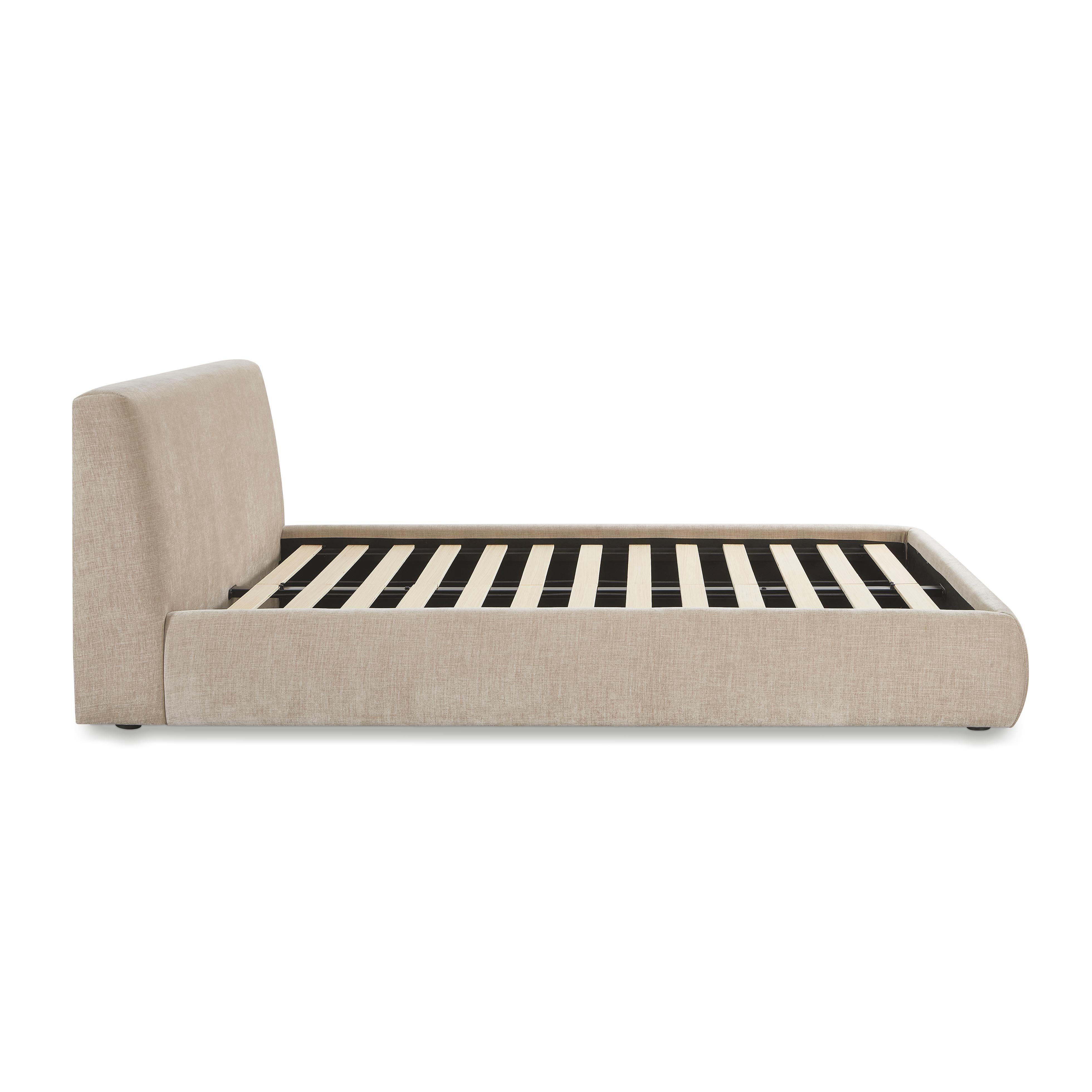 Isla Taupe Textured Velvet Queen Bed
