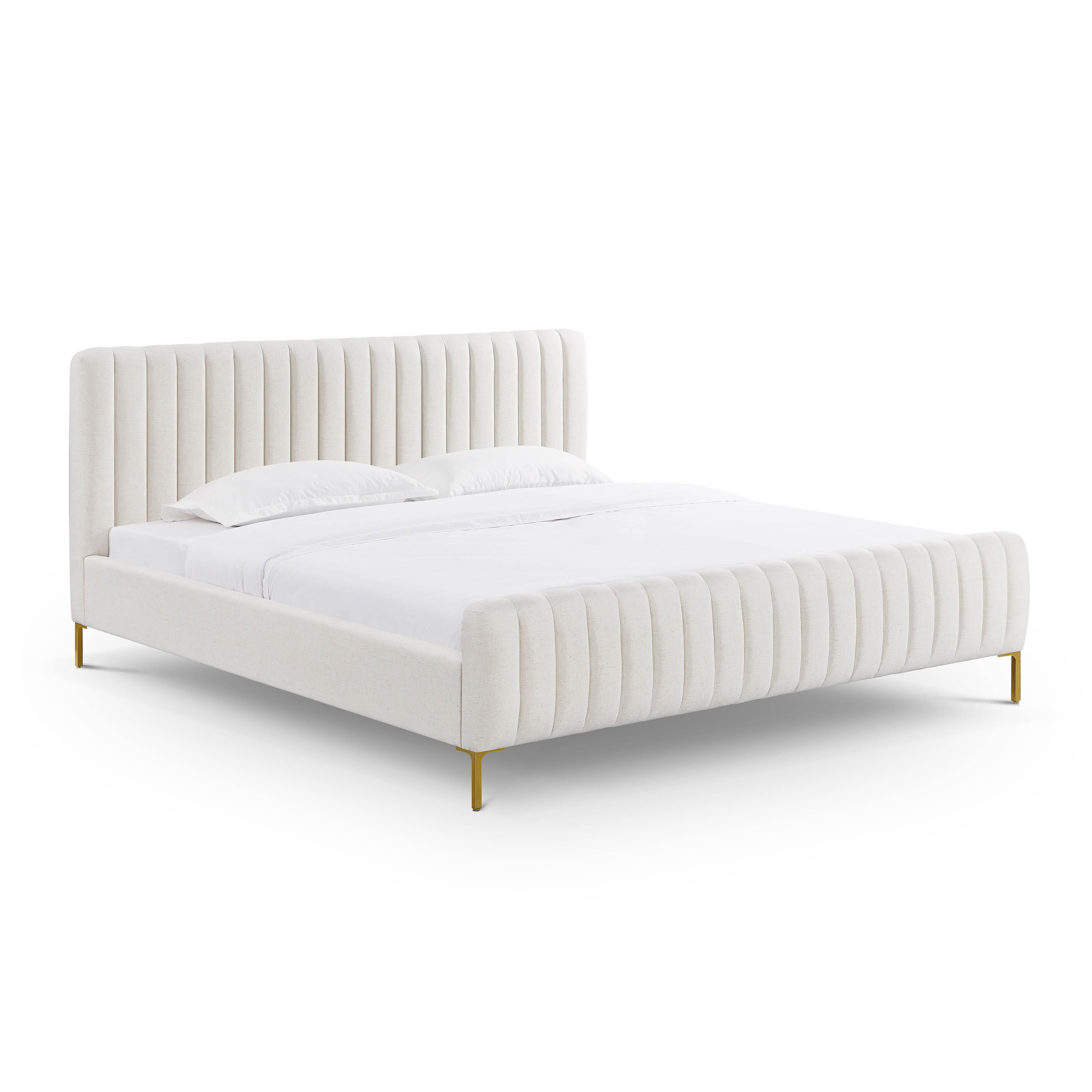 Angela Natural Upcycled Linen King Bed