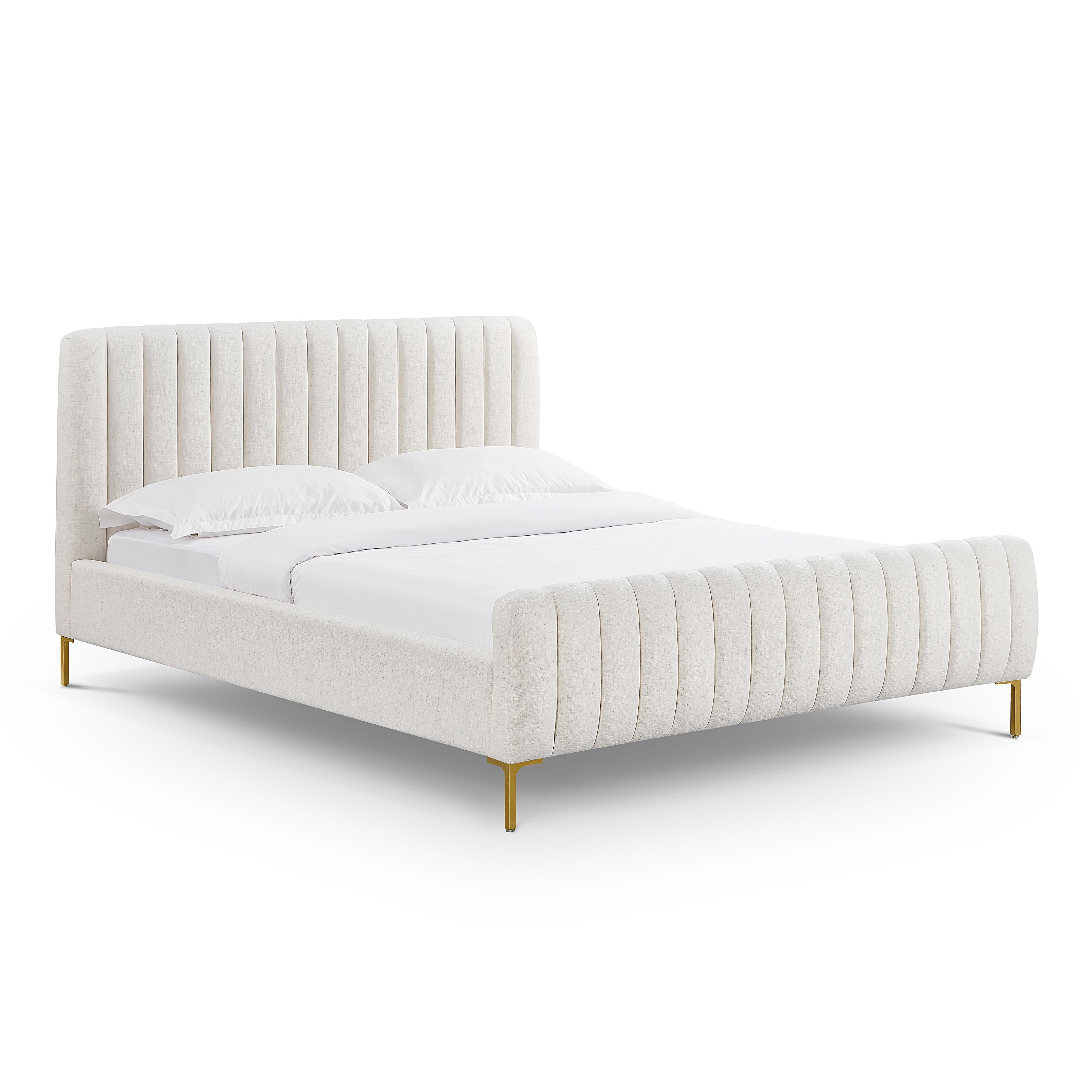 Angela Natural Upcycled Linen Queen Bed