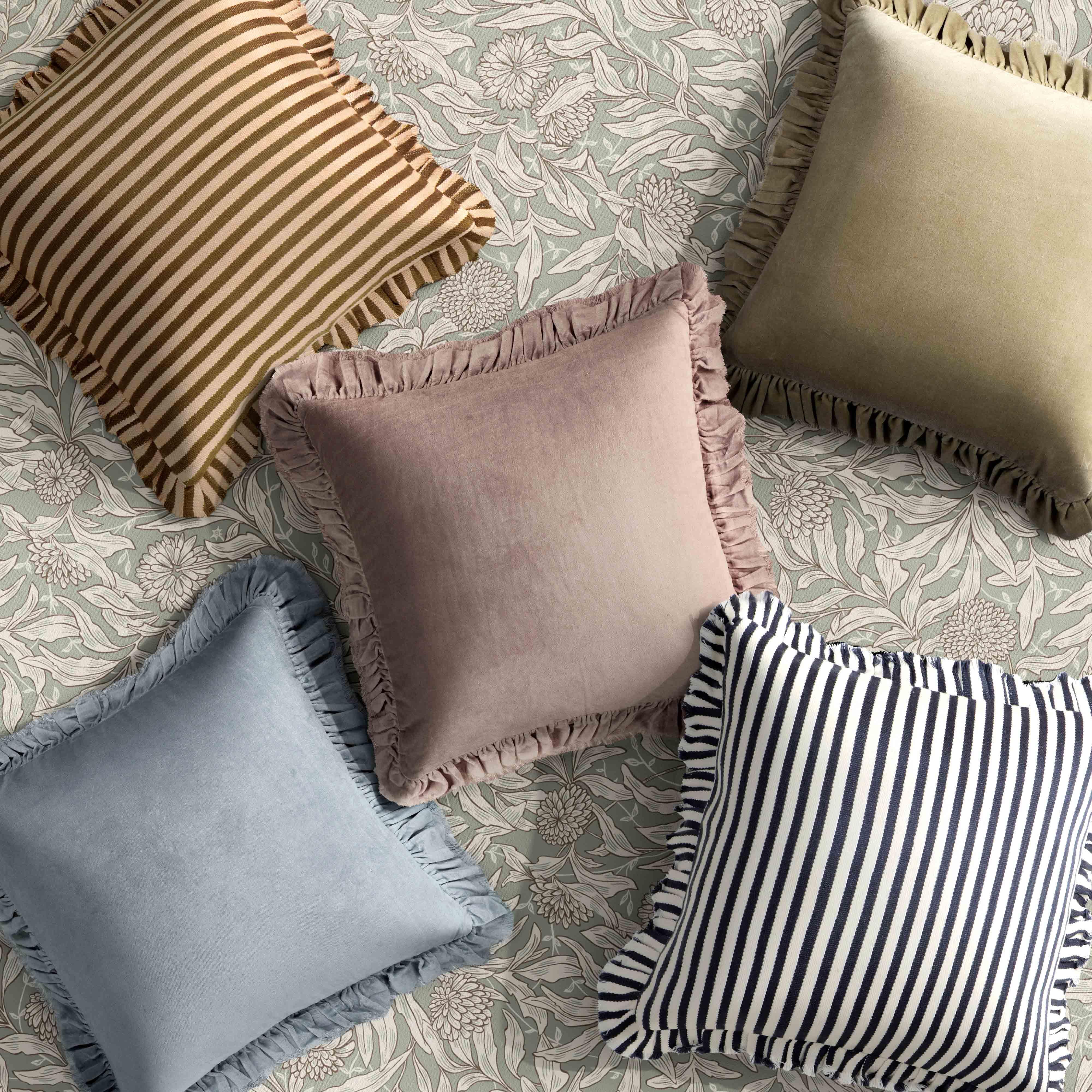 Alessia Distressed Blue Velvet Pillow
