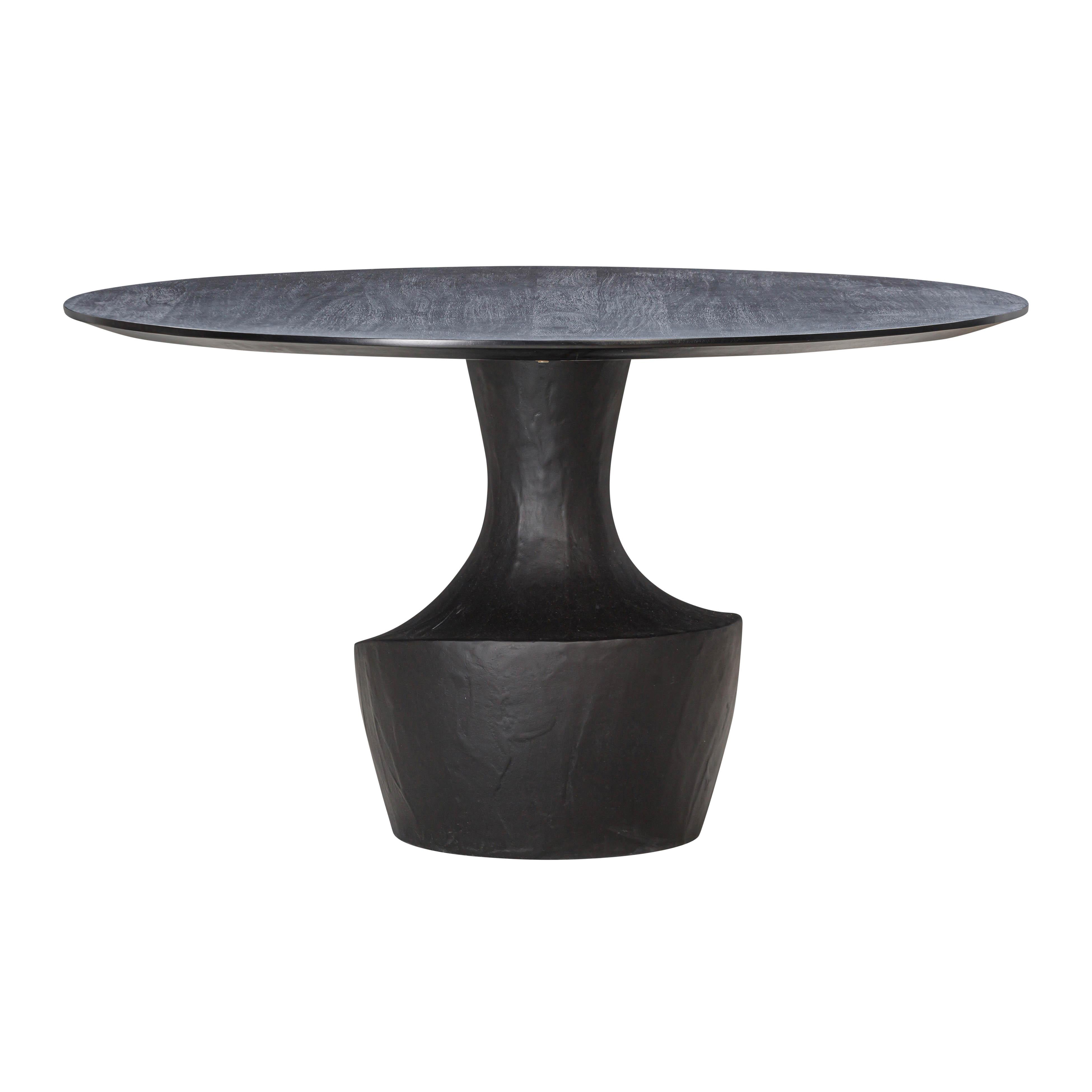 Gevra Black Acacia & Faux Plaster Dining Table - UK