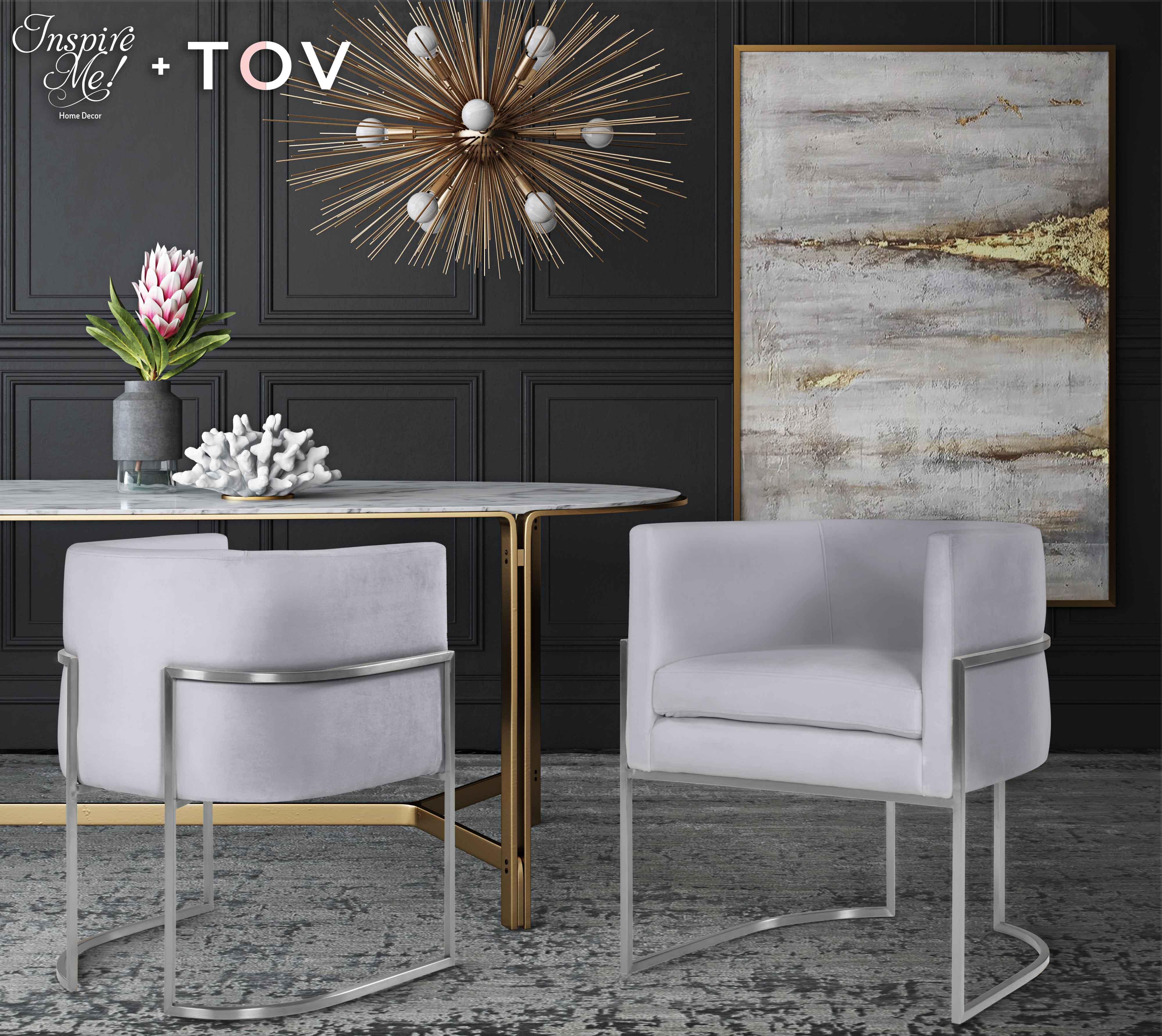 Giselle Grey Velvet Dining Chair with Silver Leg - UK