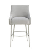 Beatrix Pleated Light Grey Velvet Counter Stool