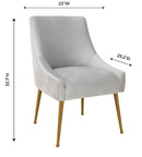 Beatrix Pleated Light Grey Velvet Side Chair