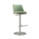 Reagan Sea Foam Green Performance Vegan Leather and Silver Adjustable Stool