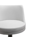 Reagan White Performance Vegan Leather and Silver Adjustable Stool