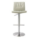 Paddy Light Grey Vegan Leather on Silver Adjustable Stool - UK