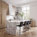 Paddy Black Vegan Leather on Silver Adjustable Stool - UK