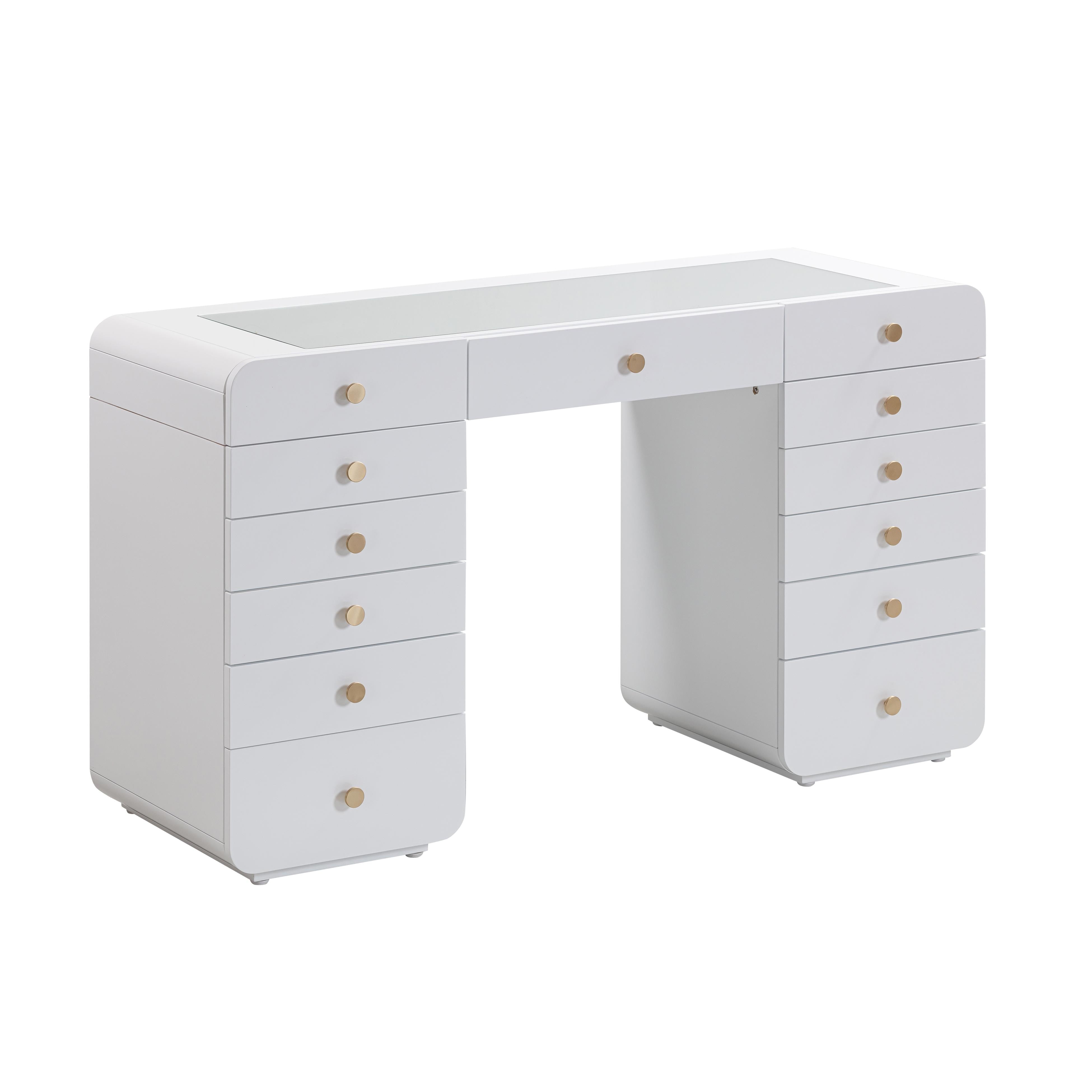 Hollywood White Desk with Vanity Mirror