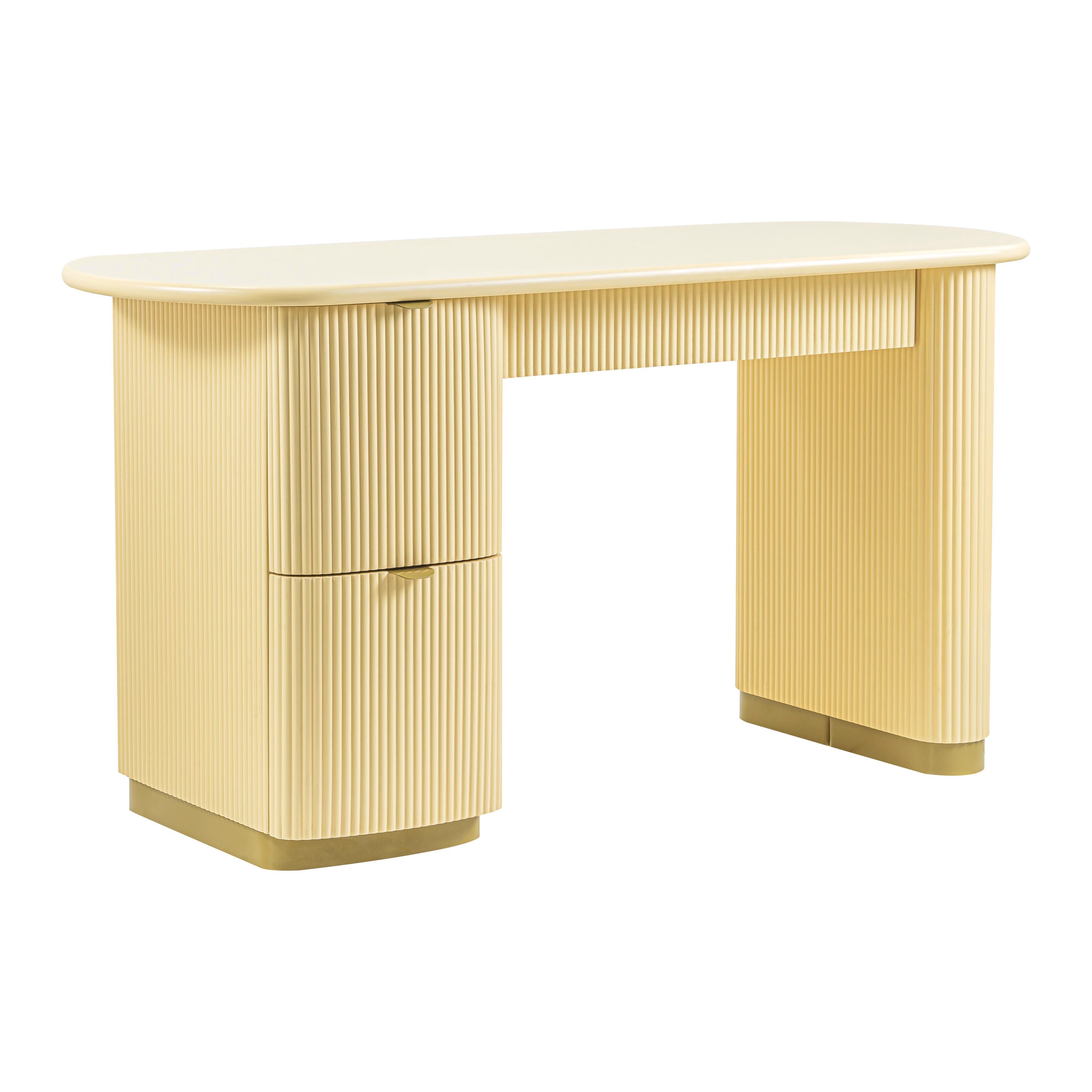 Francesca Yellow Peach 3-Drawer Desk