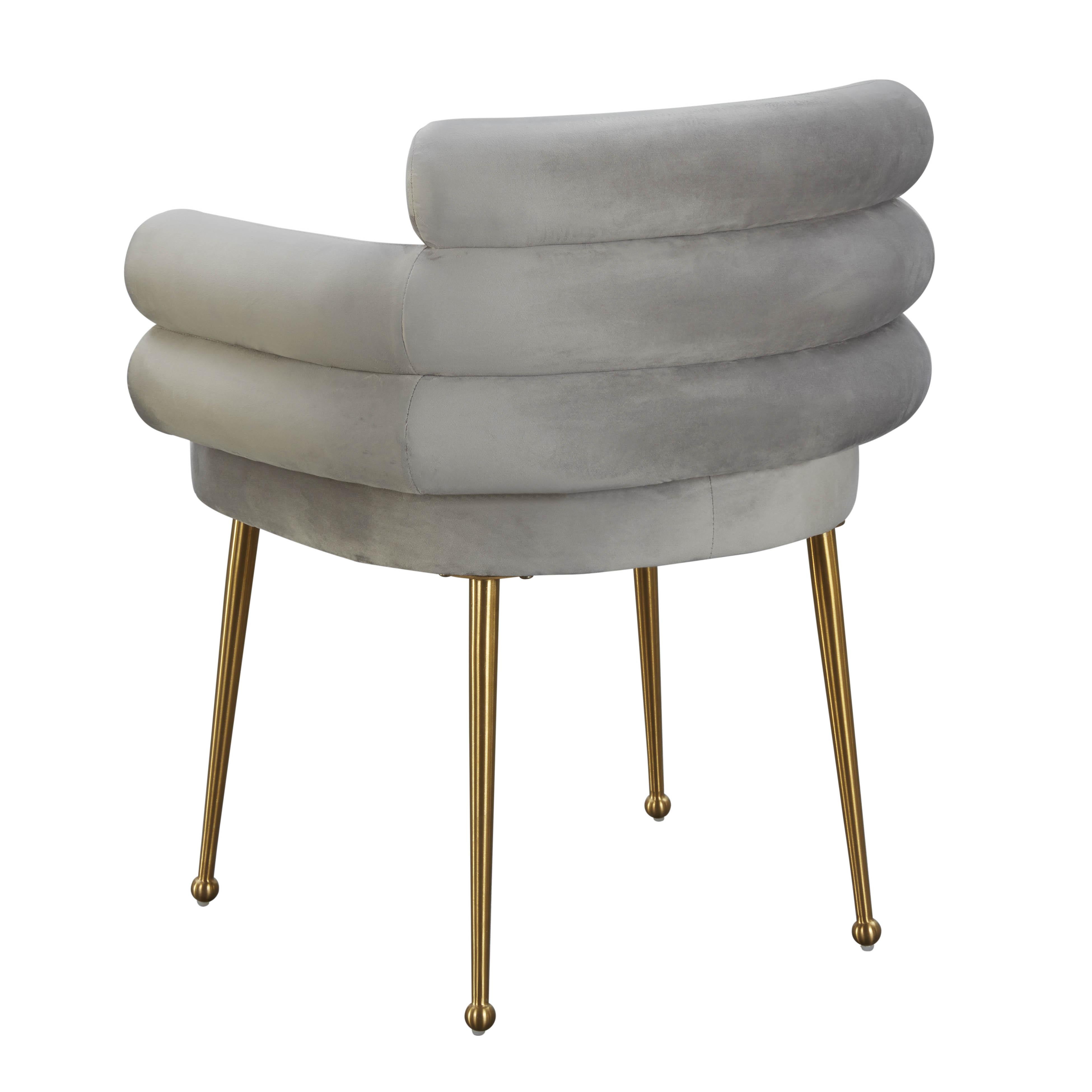 Dente Grey Velvet Dining Chair - UK
