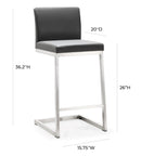 Parma Grey Stainless Steel Counter Stool - Set of 2 - UK