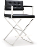 Director Black Performance Vegan Leather and Stainless Steel Counter Stool