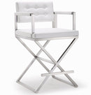 Director White Performance Vegan Leather and Stainless Steel Counter Stool