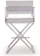 Director White Performance Vegan Leather and Stainless Steel Counter Stool