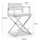 Director White Performance Vegan Leather and Stainless Steel Counter Stool