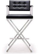 Director Black Performance Vegan Leather and Stainless Steel Barstool