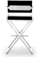 Director Black Performance Vegan Leather and Stainless Steel Barstool