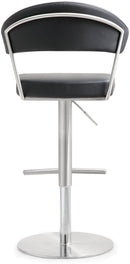Cosmo Black Performance Vegan Leather and Stainless Steel Barstool