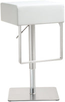 Seville White Performance Vegan Leather and Stainless Steel Adjustable Barstool
