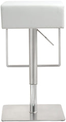 Seville White Performance Vegan Leather and Stainless Steel Adjustable Barstool