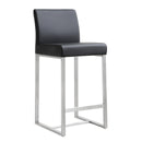 Denmark Black Performance Vegan Leather and Stainless Steel Counter Stool - Set of 2