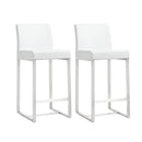 Denmark White Performance Vegan Leather and Stainless Steel Counter Stool - Set of 2