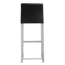 Denmark Black Performance Vegan Leather and Stainless Steel Barstool - Set of 2