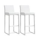 Denmark White Performance Vegan Leather and Stainless Steel Barstool - Set of 2