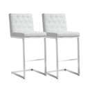Helsinki White Performance Vegan Leather and Stainless Steel Barstool - Set of 2