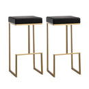Ferrara Black Performance Vegan Leather and Gold Steel Barstool - Set of 2